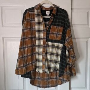 Moving Sale! { BDG Oversized Mixed Print Raw Hem Flannel Size S